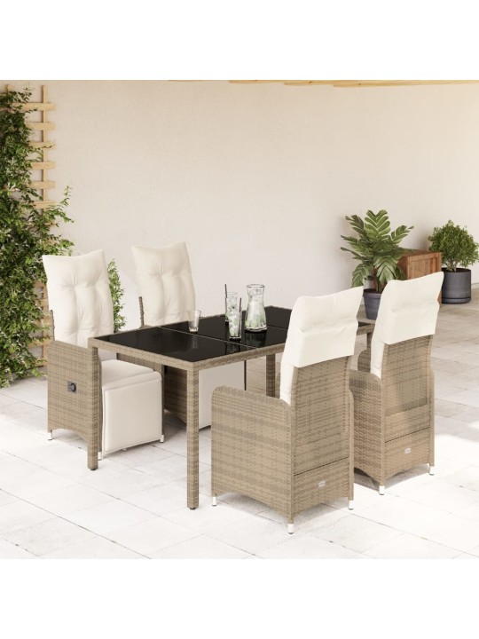 5dílný zahradní bistro set s poduškami hnědý polyratan