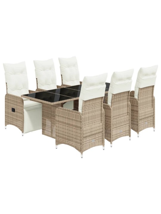 7dílný zahradní bistro set s poduškami hnědý polyratan