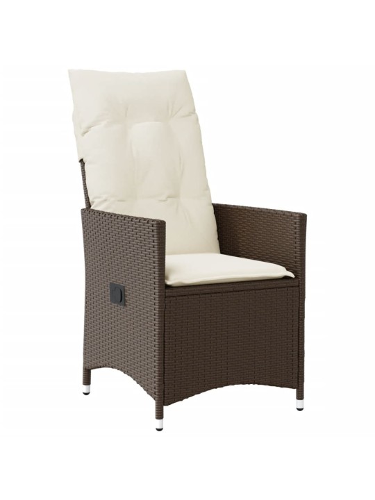 9dílný zahradní bistro set s poduškami hnědý polyratan