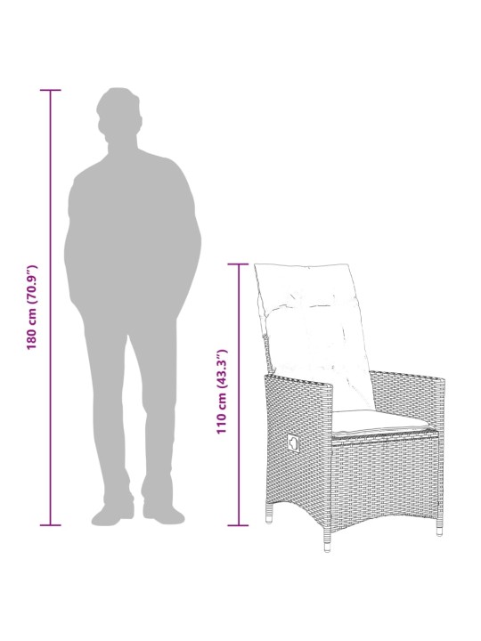 9dílný zahradní bistro set s poduškami béžový polyratan
