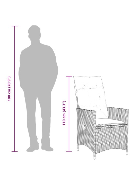 11dílný zahradní bistro set s poduškami béžový polyratan