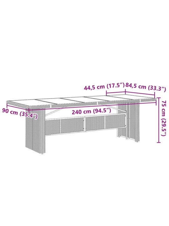 9dílný zahradní bistro set s poduškami hnědý polyratan