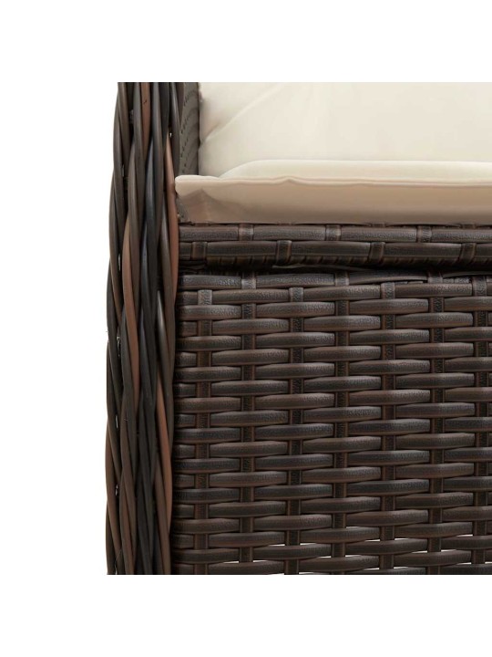 9dílný zahradní bistro set s poduškami hnědý polyratan