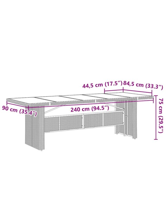 9dílný zahradní bistro set s poduškami hnědý polyratan