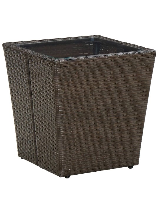 3dílný bistro set s poduškami hnědý polyratan a sklo