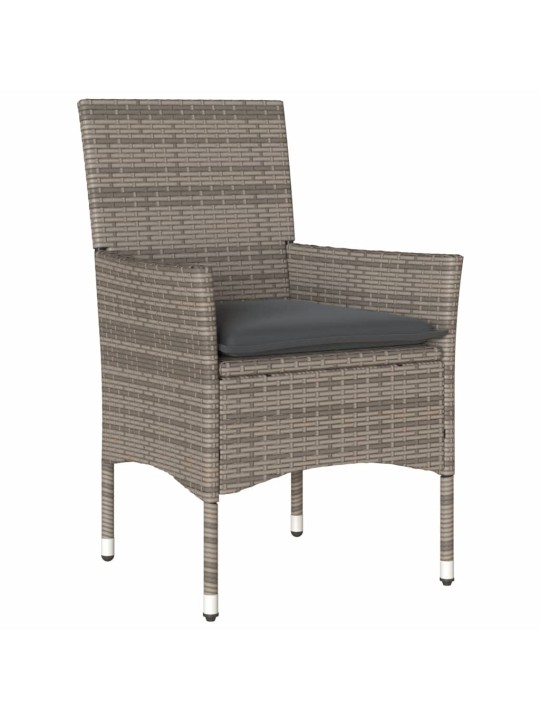 3dílný bistro set s poduškami šedý polyratan a sklo