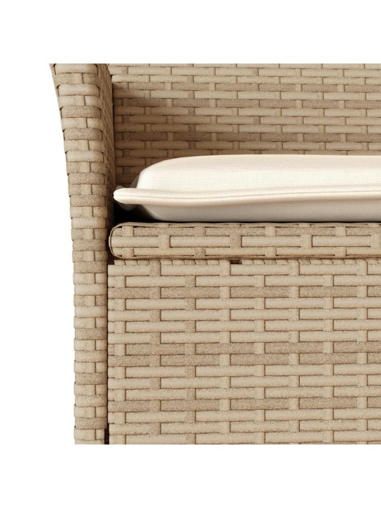 3dílný bistro set s poduškami béžový polyratan a sklo