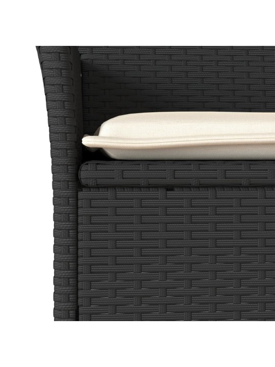 3dílný bistro set s poduškami černý polyratan a sklo