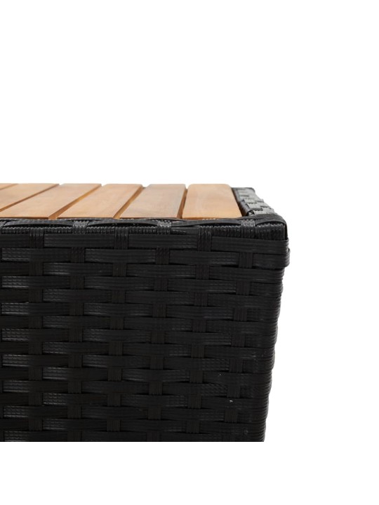 3dílný bistro set s poduškami černý polyratan a sklo