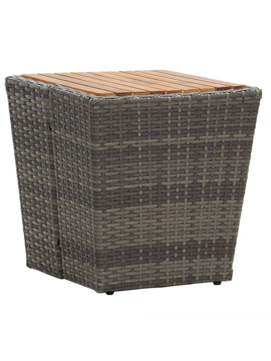 3dílný bistro set s poduškami šedý polyratan a sklo