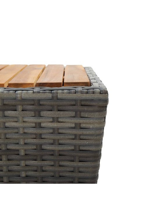 3dílný bistro set s poduškami šedý polyratan a sklo
