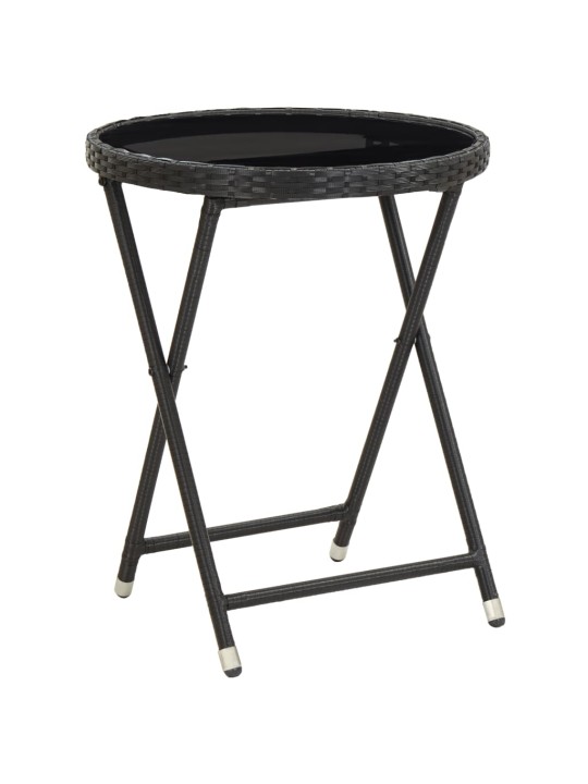 3dílný bistro set s poduškami černý polyratan a sklo