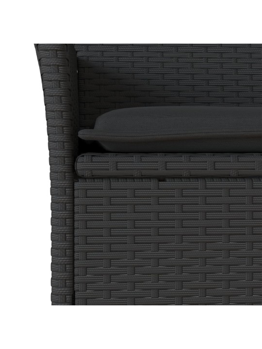 3dílný bistro set s poduškami černý polyratan a sklo
