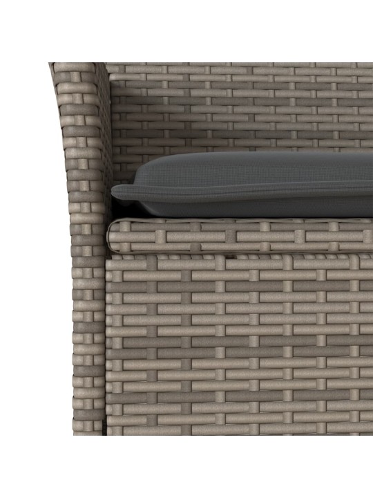 3dílný bistro set s poduškami šedý polyratan a sklo