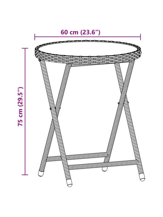 3dílný bistro set s poduškami béžový polyratan a sklo