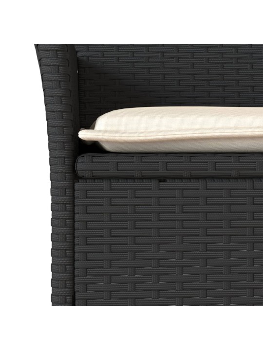 3dílný bistro set s poduškami černý polyratan a sklo