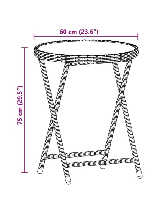 3dílný bistro set s poduškami šedý polyratan a akácie