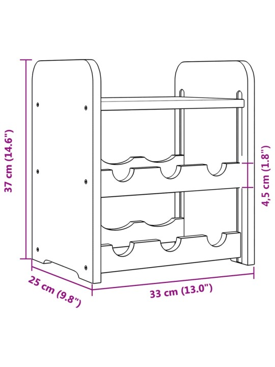 Regál na víno s horní policí 33x25x37 cm masivní borové dřevo