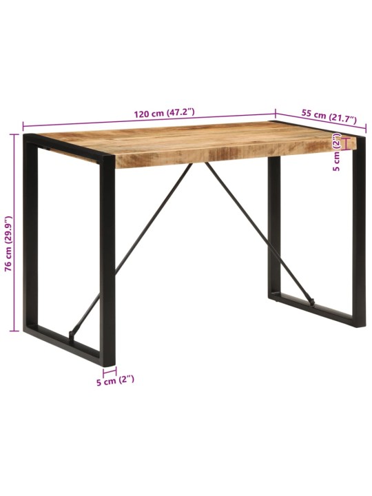 Jídelní stůl 120 x 55 x 76 cm masivní hrubé mangovníkové dřevo
