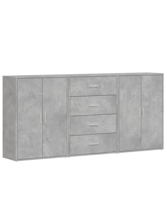 Příborníky 3 ks betonově šedé 60 x 31 x 84 cm kompozitní dřevo