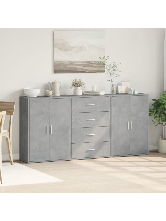 Příborníky 3 ks betonově šedé 60 x 31 x 84 cm kompozitní dřevo