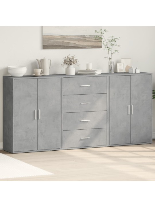 Příborníky 3 ks betonově šedé 60 x 31 x 84 cm kompozitní dřevo