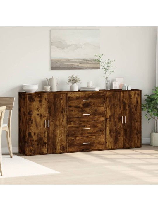 Příborníky 3 ks kouřový dub 60 x 31 x 84 cm kompozitní dřevo