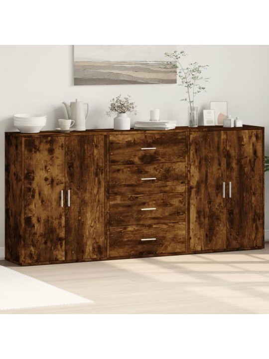 Příborníky 3 ks kouřový dub 60 x 31 x 84 cm kompozitní dřevo