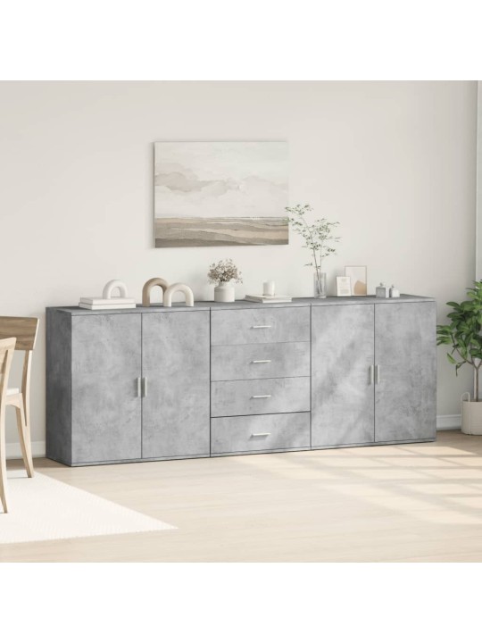 Příborníky 3 ks betonově šedé kompozitní dřevo