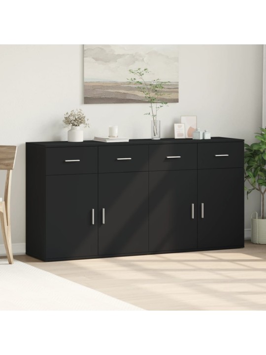 Příborníky 2 ks černé 79 x 38 x 80 cm kompozitní dřevo