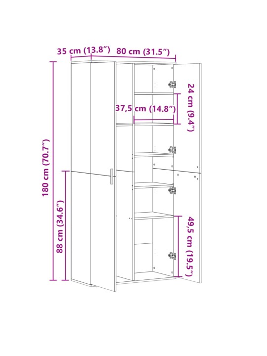 Skříň highboard dub sonoma 80 x 35 x 180 cm kompozitní dřevo
