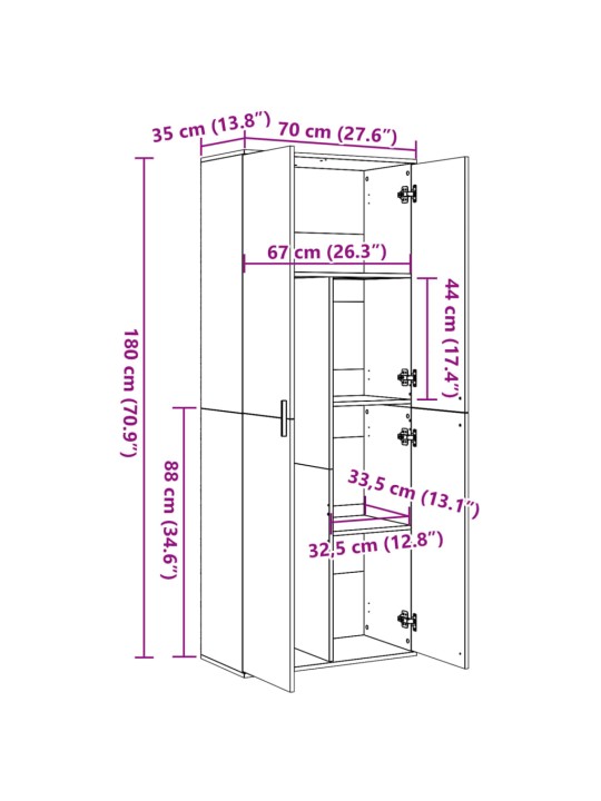 Skříň highboard kouřový dub 70 x 35 x 180 cm kompozitní dřevo