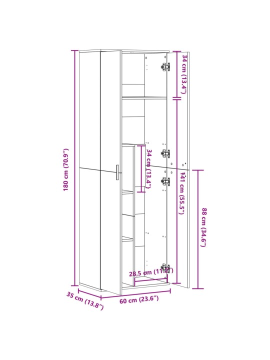 Skříň highboard bílá 60 x 35 x 180 cm kompozitní dřevo
