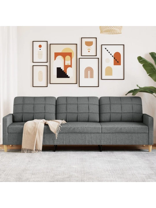 3místná pohovka tmavě šedá 210 cm textil