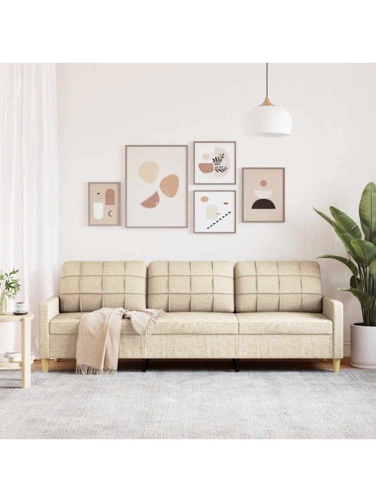3místná pohovka krémová 210 cm textil