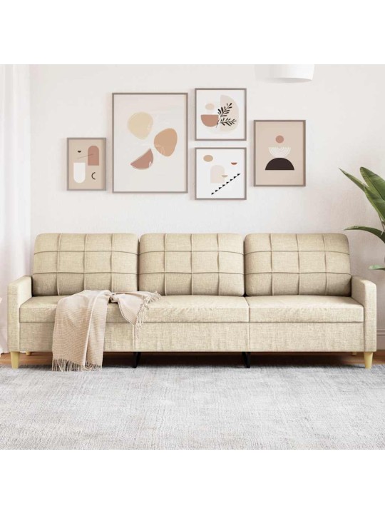 3místná pohovka krémová 210 cm textil