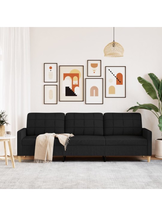 3místná pohovka černá 210 cm textil