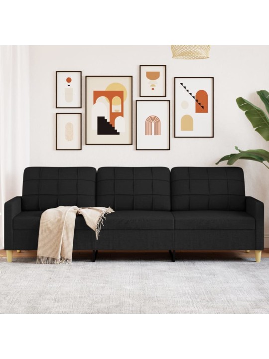 3místná pohovka černá 210 cm textil