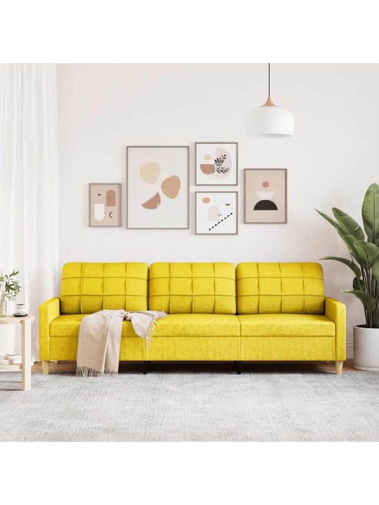 3místná pohovka světle žlutá 210 cm textil