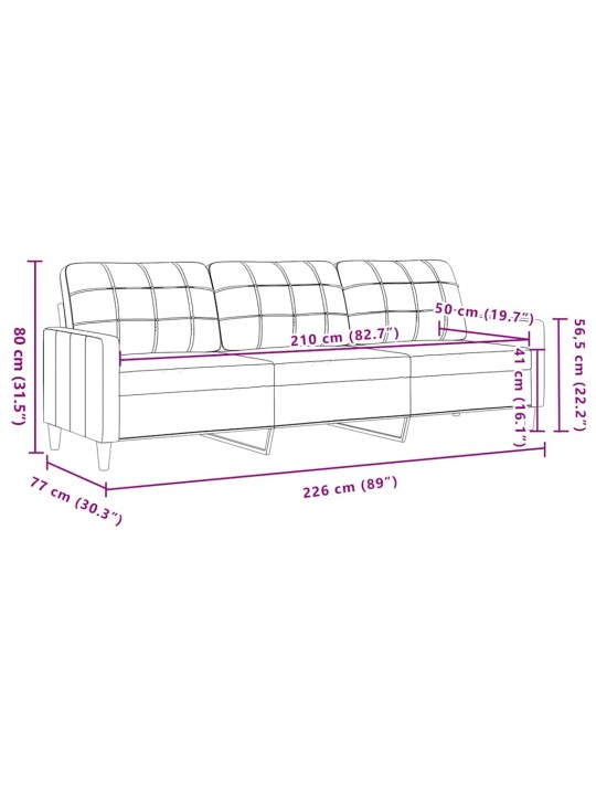 3místná pohovka vínová 210 cm textil