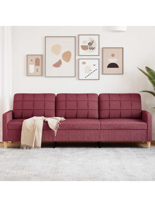 3místná pohovka vínová 210 cm textil