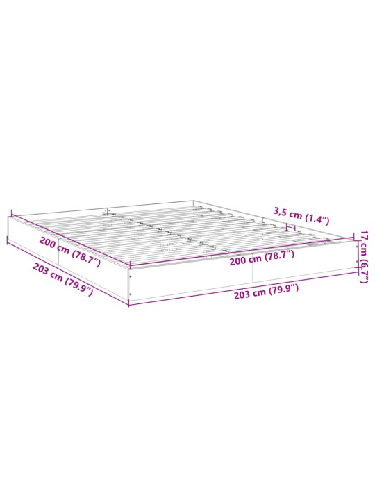 Rám postele šedý sonoma 200 x 200 cm kompozitní dřevo