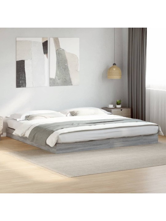 Rám postele šedý sonoma 200 x 200 cm kompozitní dřevo