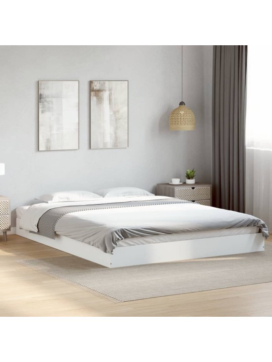 Rám postele bez matrace bílý 160x200cm Dřevěné konstrukce