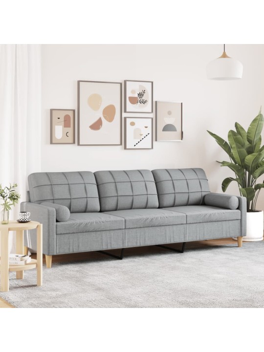 3místná pohovka s polštáři světle šedá 210 cm textil