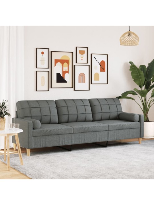 3místná pohovka s polštáři tmavě šedá 210 cm textil