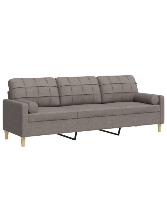 3místná pohovka s polštáři taupe 210 cm textil