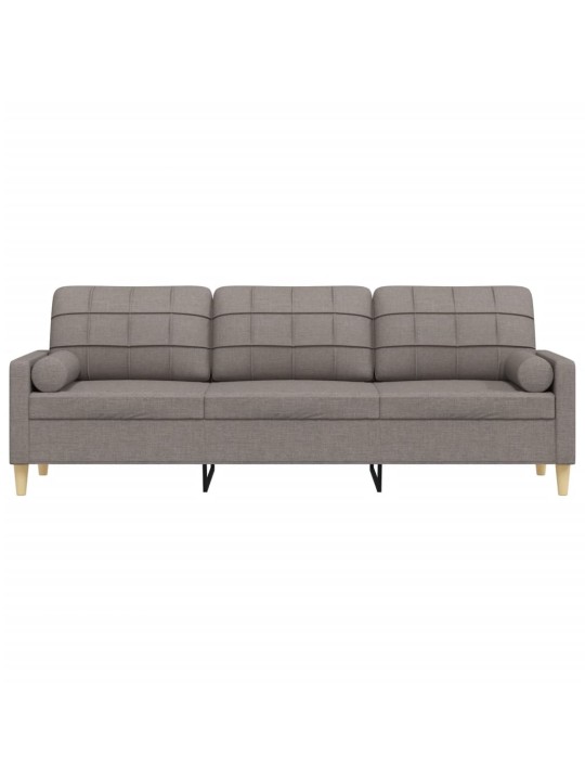 3místná pohovka s polštáři taupe 210 cm textil