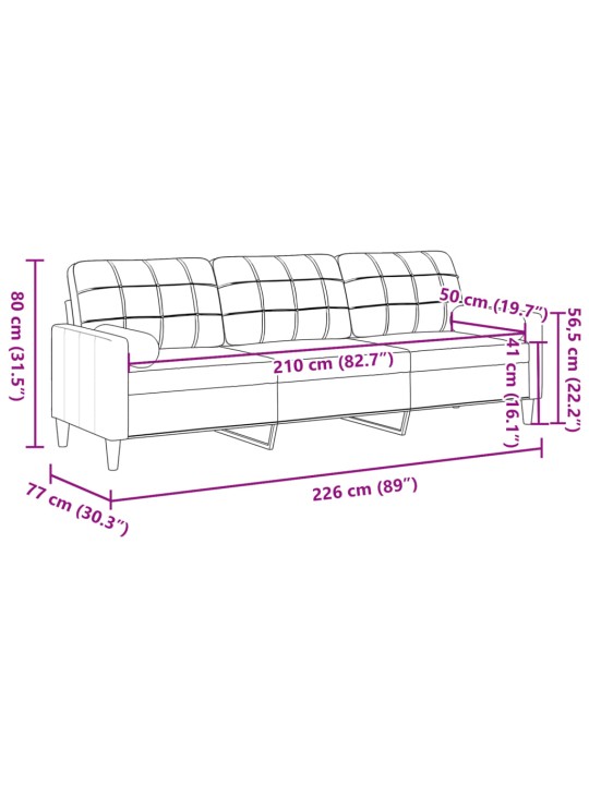 3místná pohovka s polštáři taupe 210 cm textil