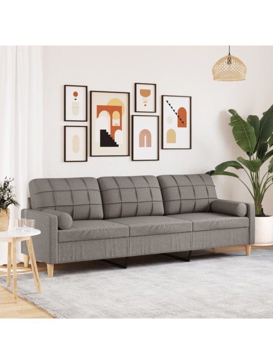 3místná pohovka s polštáři taupe 210 cm textil